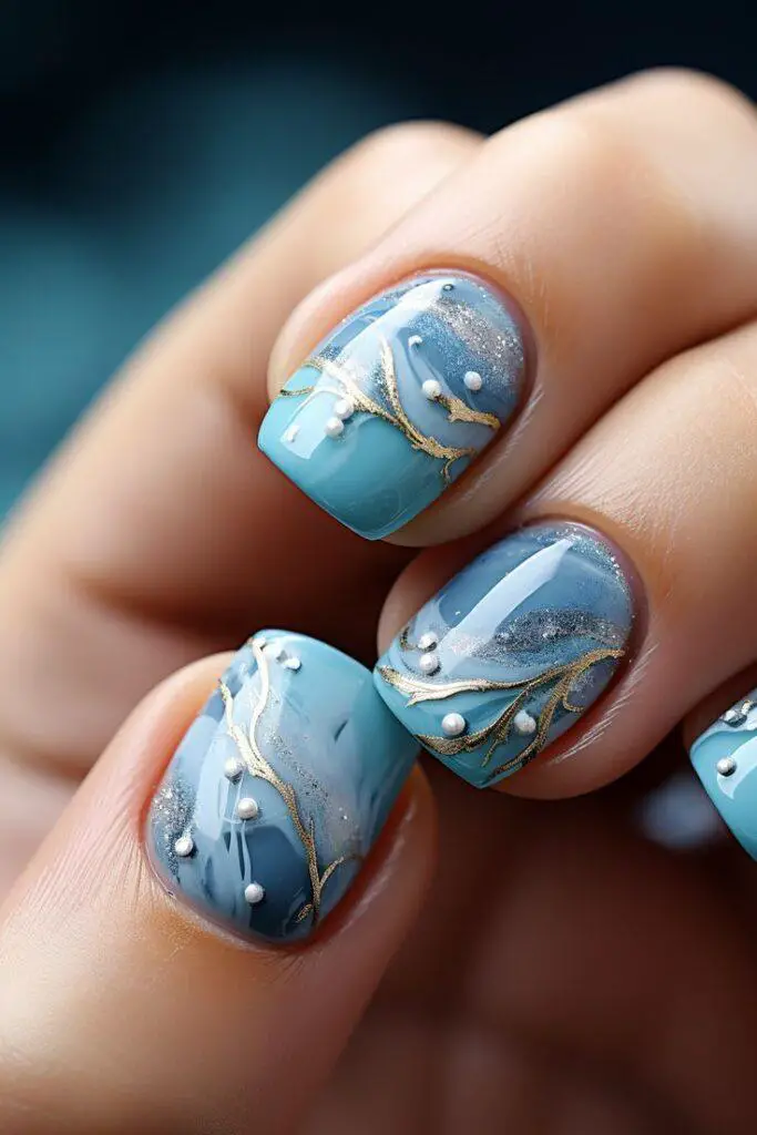 Beach Blue Summer Nails Trendy Short Designs for Sunny Days