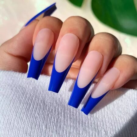 Stunning Long Square Nails French Tip Blue- 21 Ideas