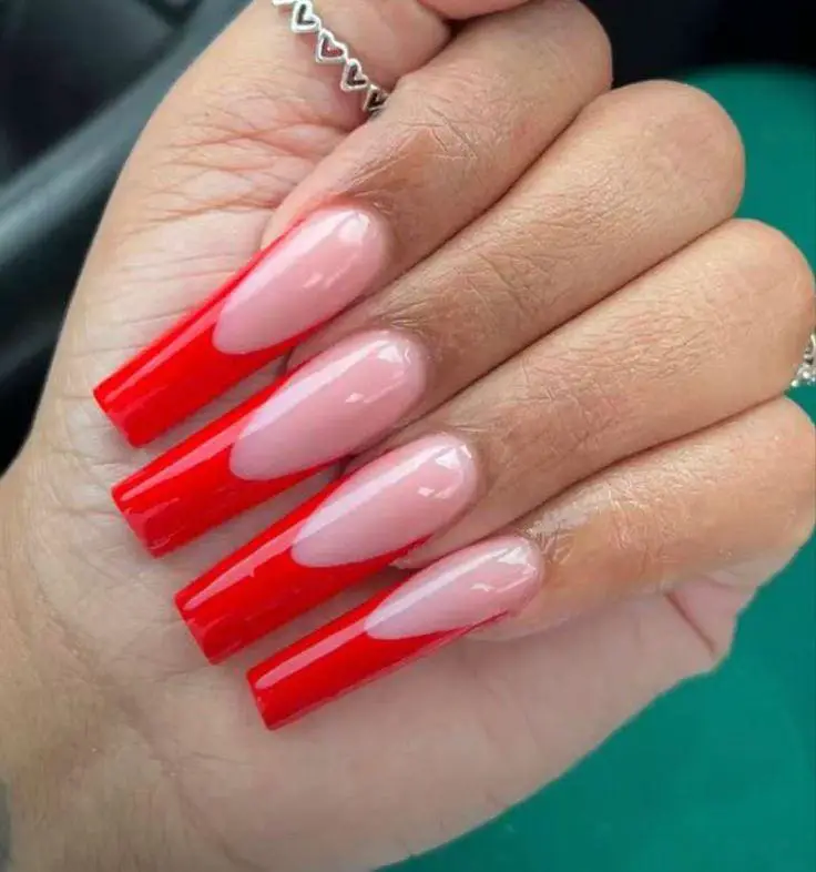 Beautiful Tapered Square Nails Red French Tip – 21 Ideas