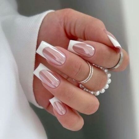 Stunning White Chrome Nails Square Long – 18 Ideas