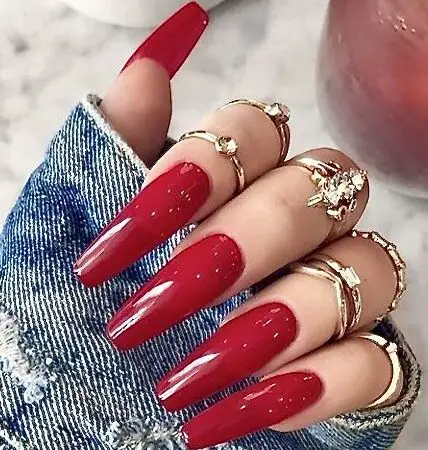 Top 27 Adorable Red Long Square Nails Ideas